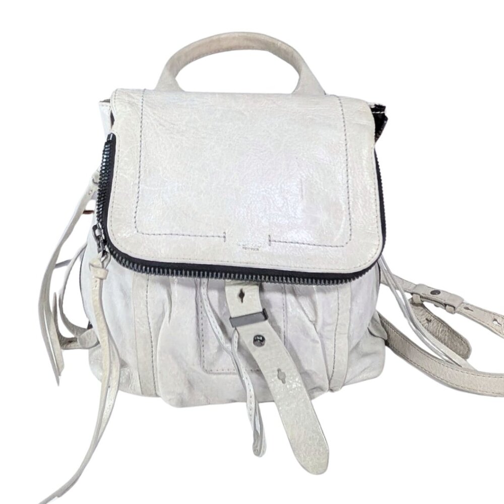 Botiker Gray Leather Warren Stud Convertible Slouchy Grunge Backpack